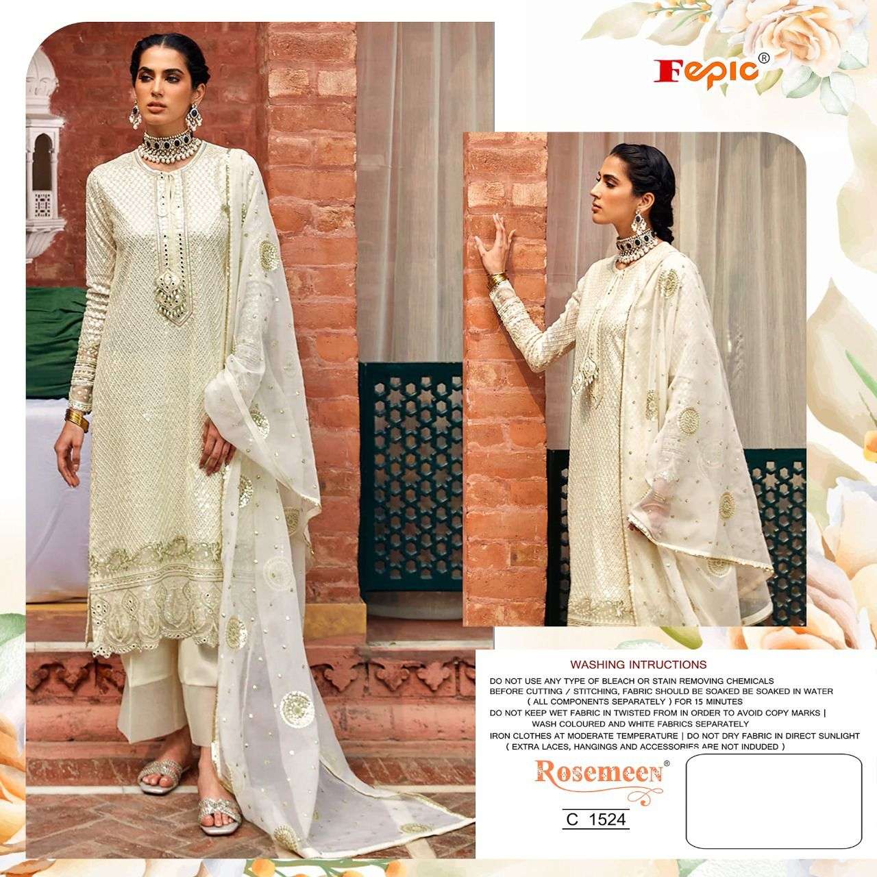 ROSEMEEN C-1524 BY FEPIC GEORGETTE EMBROIDERED PAKISTANI DRESS