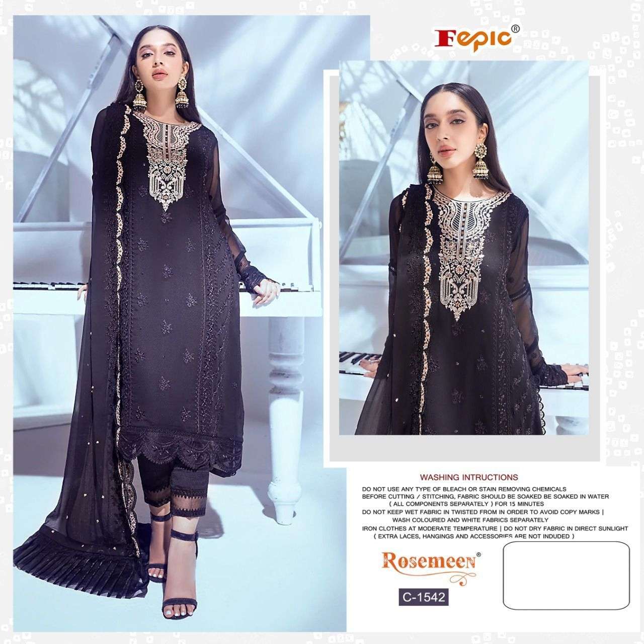 ROSEMEEN C-1542 HIT DESIGN BY FEPIC HEAVY ORGANZA PAKISTANI DRESSES