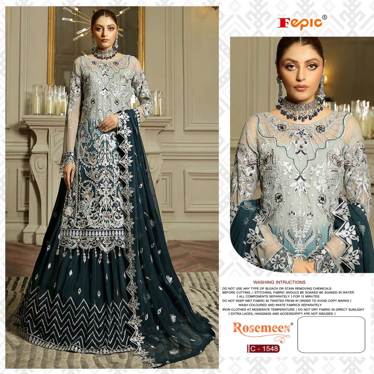 ROSEMEEN C-1548 HIT DESIGN BY FEPIC GEORGETTE EMBROIDERED PAKISTANI DRESS