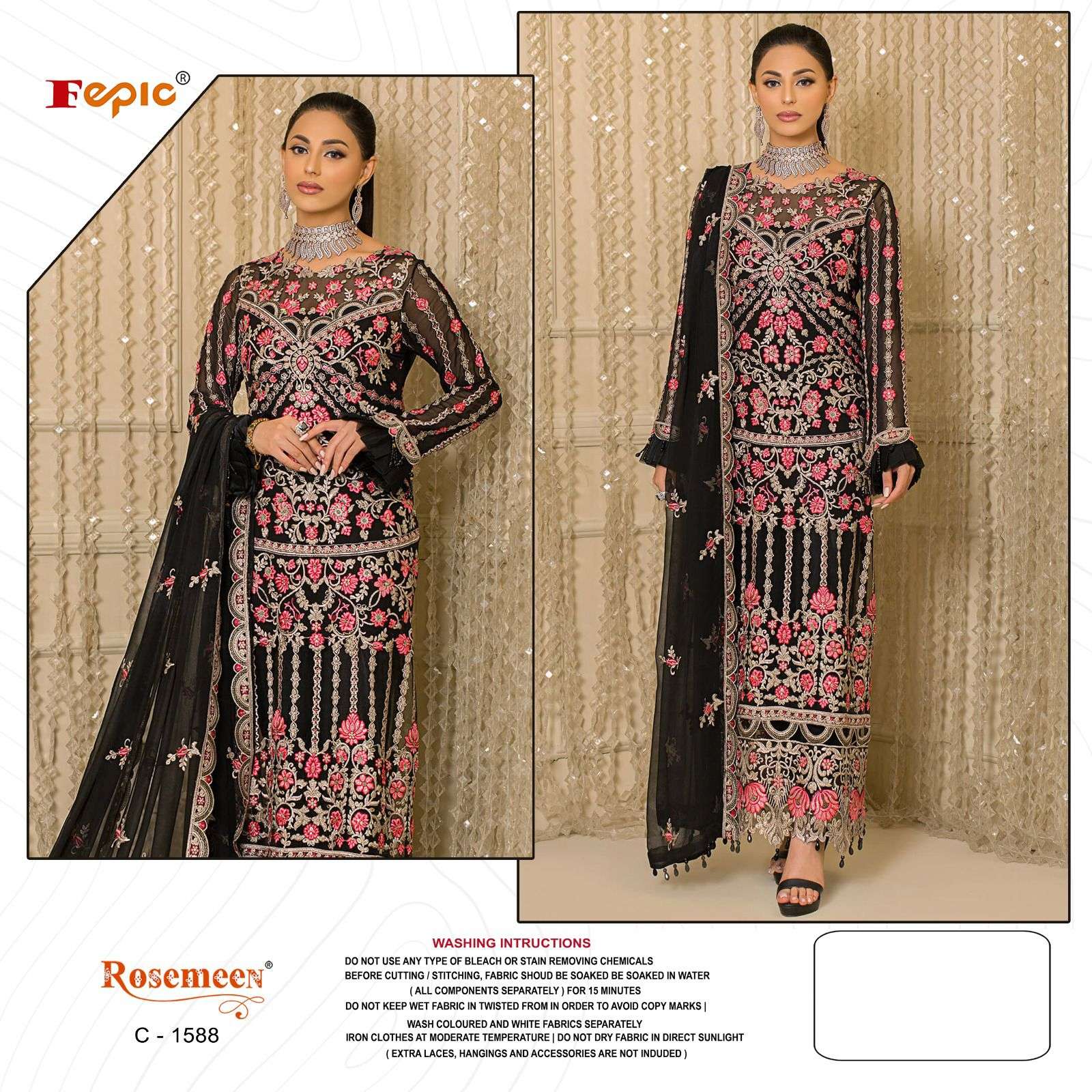 ROSEMEEN C-1588 HIT DESIGN BY FEPIC GEORGETTE EMBROIDERED PAKISTANI DRESS