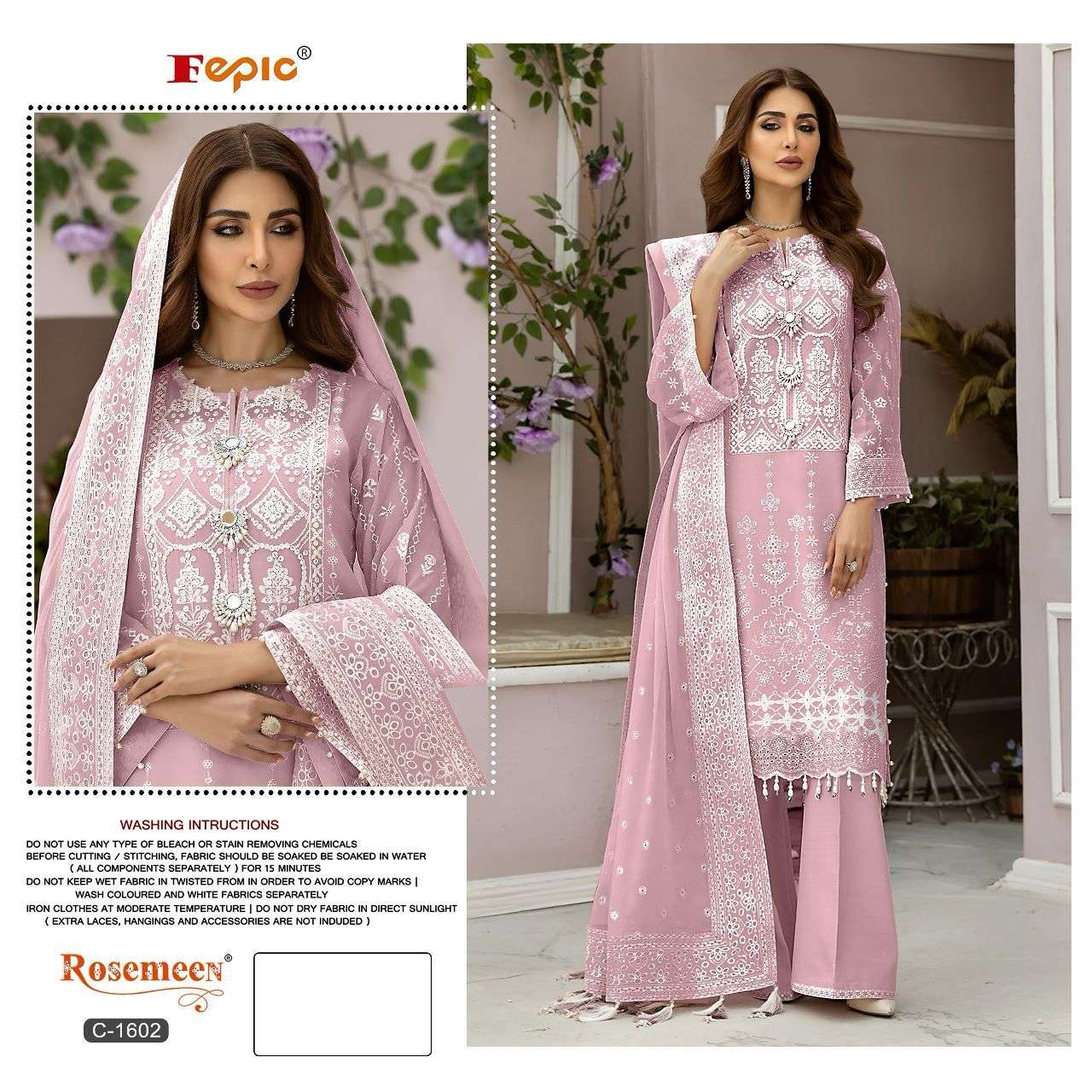 ROSEMEEN C-1602 COLOURS BY FEPIC DESIGNER ORGANZA PAKISTANI DRESSES