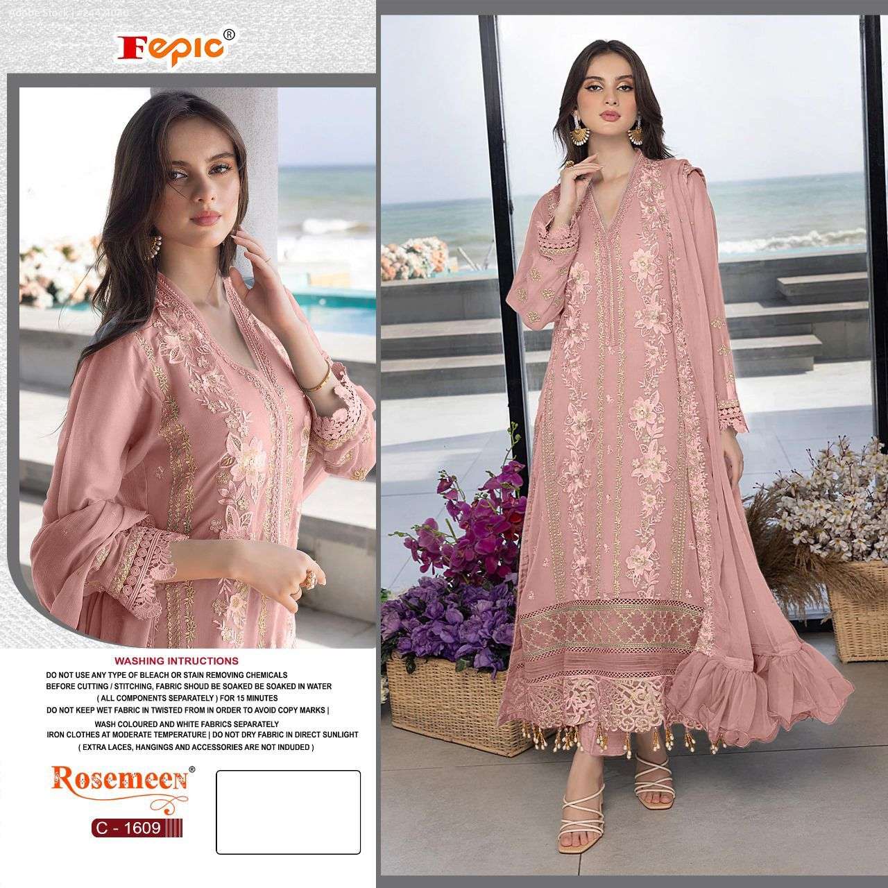 ROSEMEEN C-1609 COLOURS BY FEPIC GEORGETTE HANDWORK PAKISTANI DRESSES