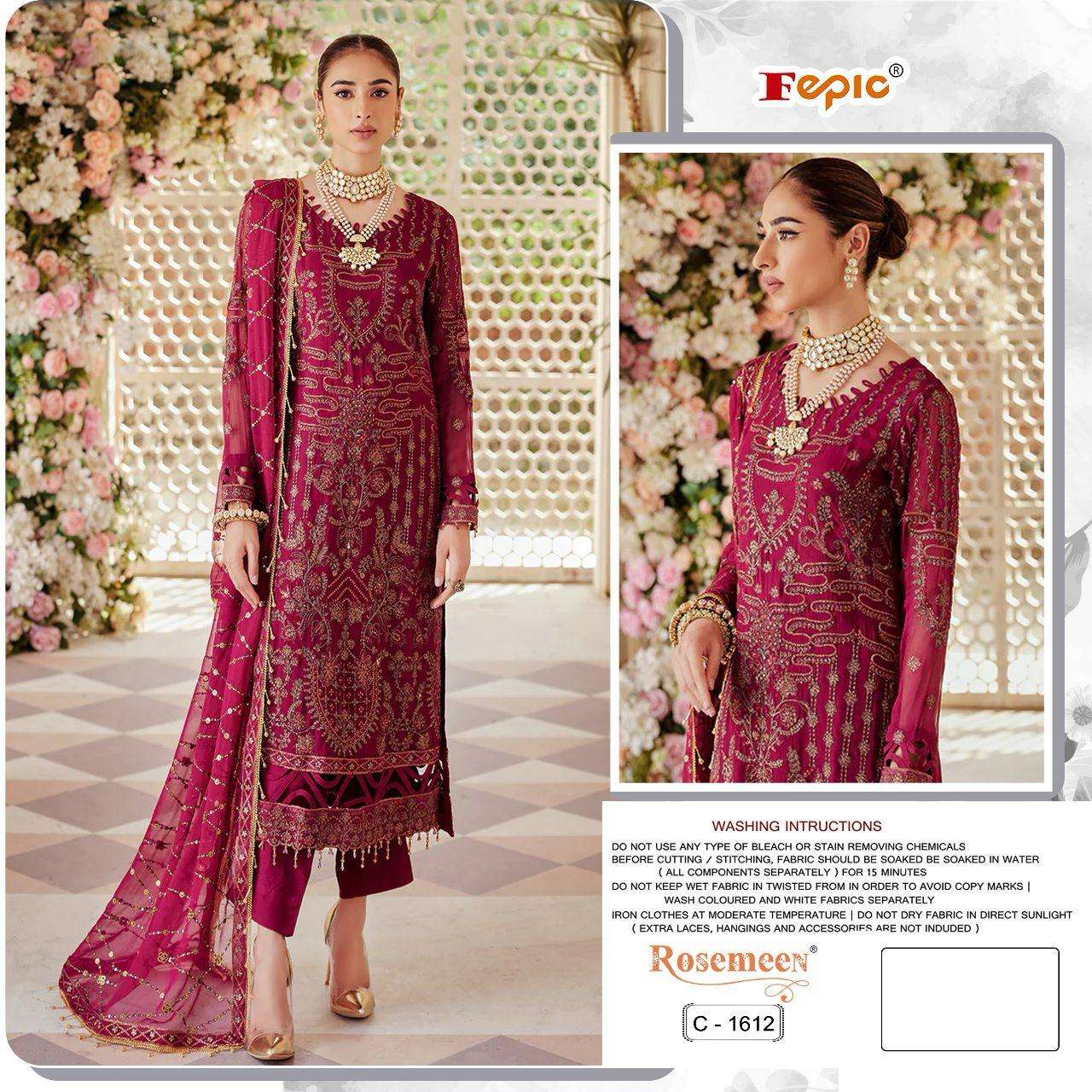 ROSEMEEN C-1612 COLOURS BY FEPIC GEORGETTE HANDWORK PAKISTANI DRESSES