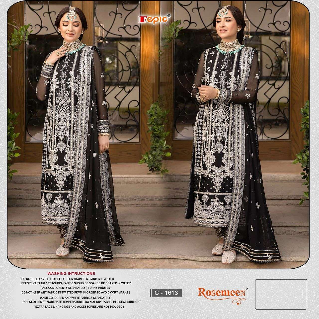 ROSEMEEN C-1613 BY FEPIC DESIGNER GEORGETTE HANDWORK PAKISTANI DRESSES