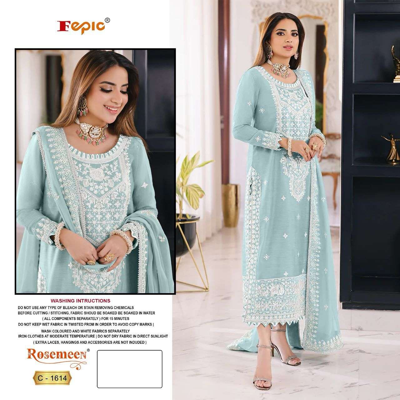 ROSEMEEN C-1614 COLOURS BY FEPIC DESIGNER ORGANZA PAKISTANI DRESSES