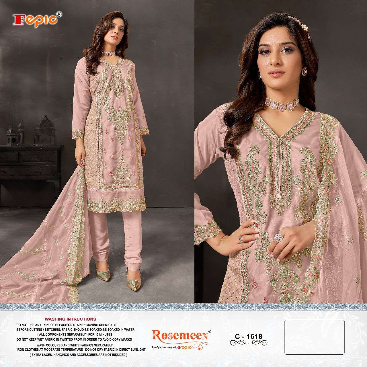 ROSEMEEN C-1618 COLOURS BY FEPIC DESIGNER ORGANZA PAKISTANI DRESSES