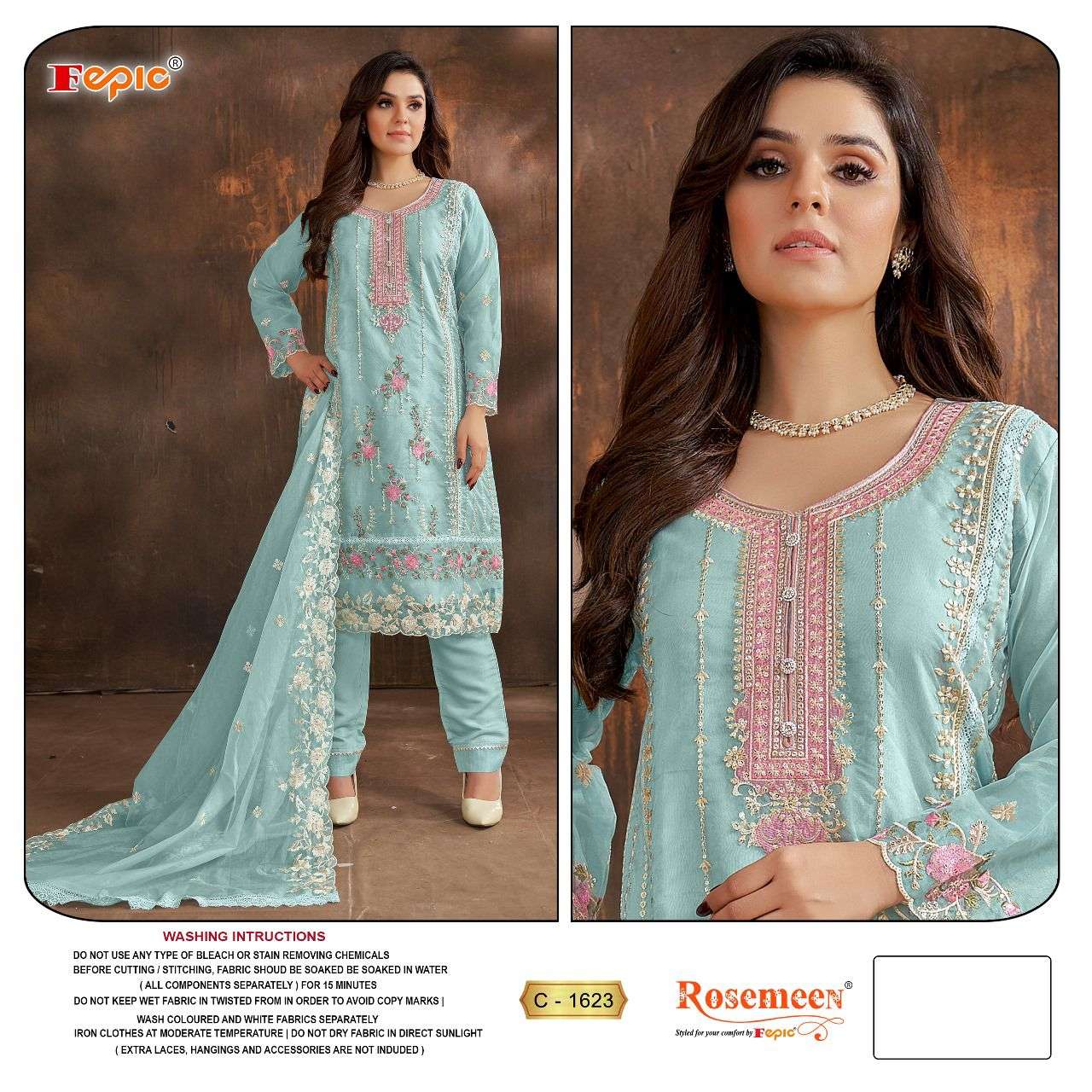 ROSEMEEN C-1623 COLOURS BY FEPIC DESIGNER ORGANZA PAKISTANI DRESSES