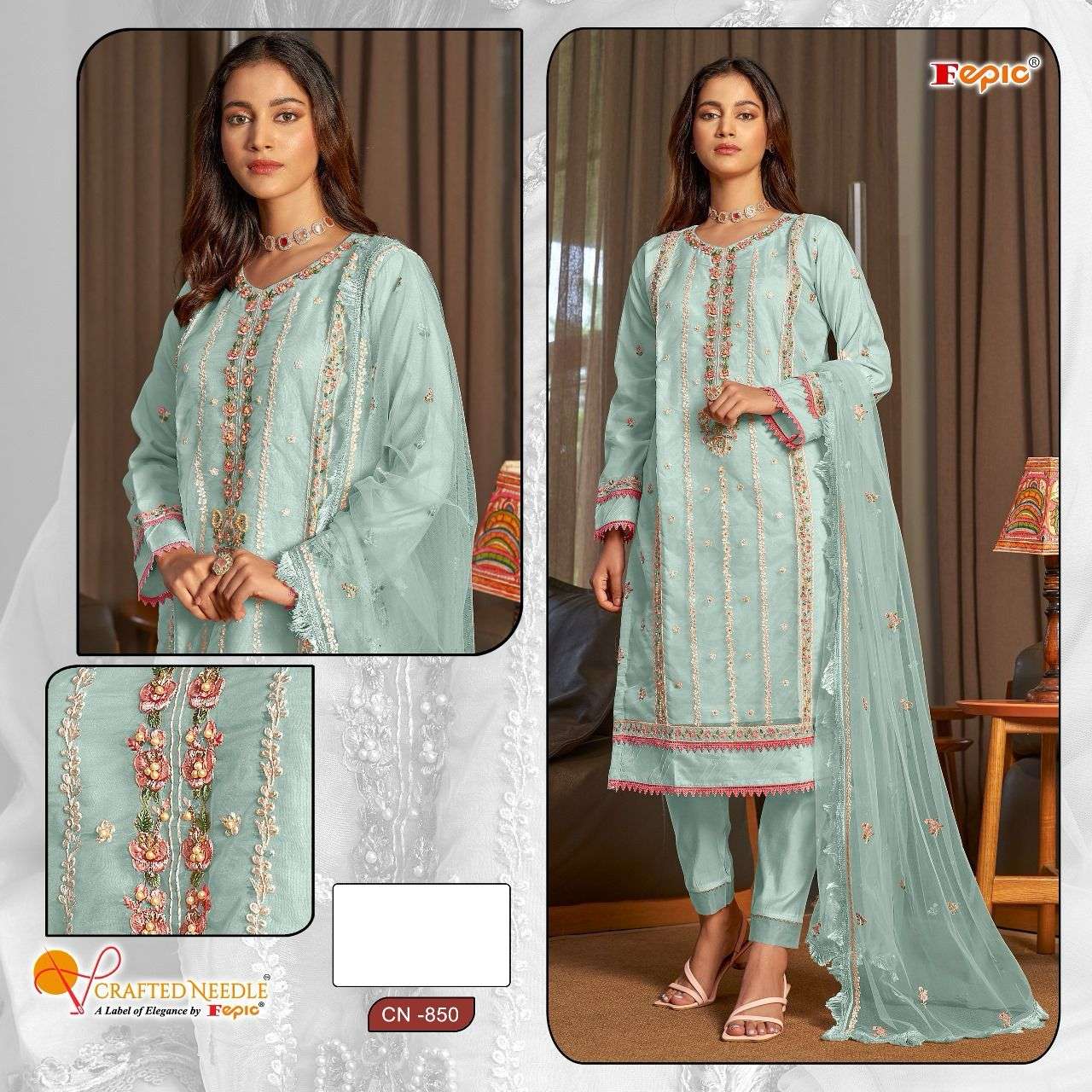 ROSEMEEN CN-850 COLOURS BY FEPIC ORGANZA STICHED PAKISTANI DRESSES