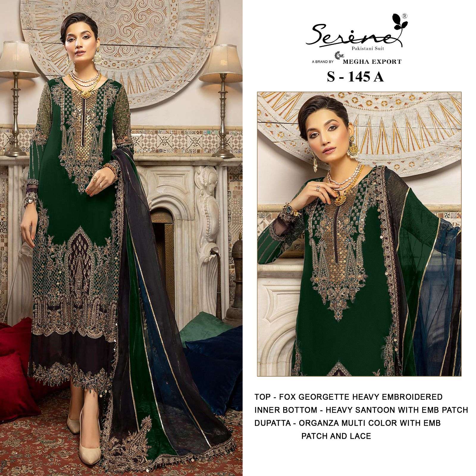 S-145 COLOURS  BY SERENE DESIGNER FAUX GEORGETTE EMBRODERY PAKISTANI DRESS