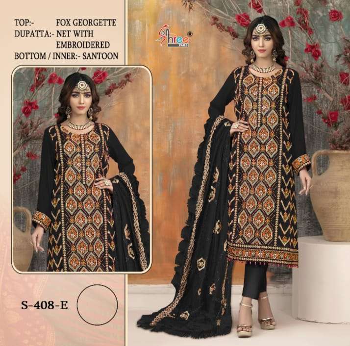 S-408 HIT DESIGN BY SHREE FABS FAUX GEORGETTE EMBROIDERY PAKISTANI DRESSES