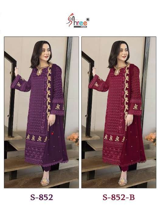 S-852 COLOURS BY SHREE FABS FAUX GEORGETTE EMBROIDERY PAKISTANI DRESSES