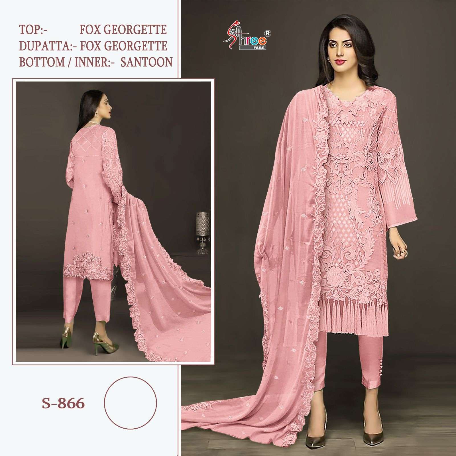 S-866 COLOURS BY SHREE FABS FAUX GEORGETTE EMBROIDERY PAKISTANI DRESSES