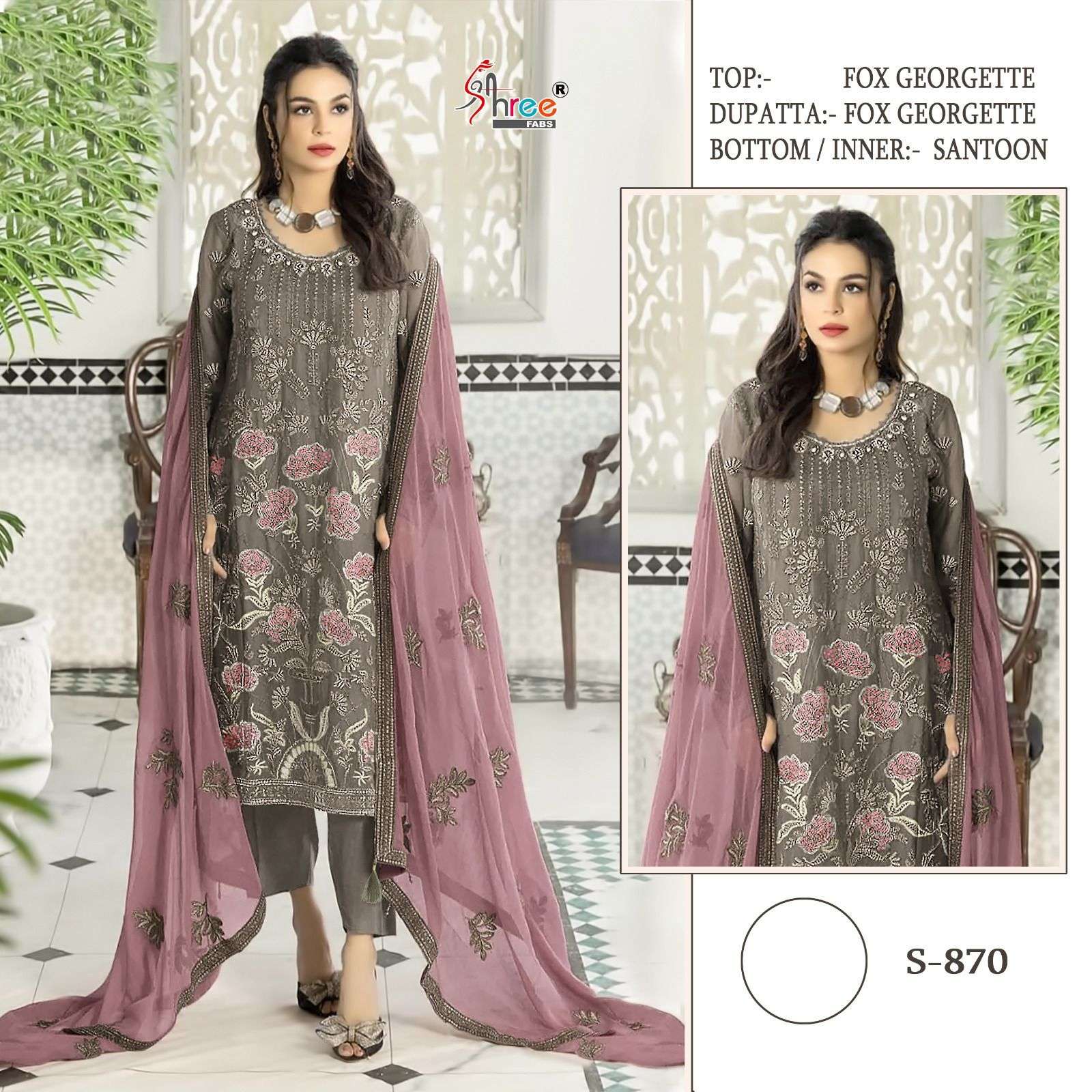 S-870 COLOURS BY SHREE FABS FAUX GEORGETTE EMBROIDERY PAKISTANI DRESSES