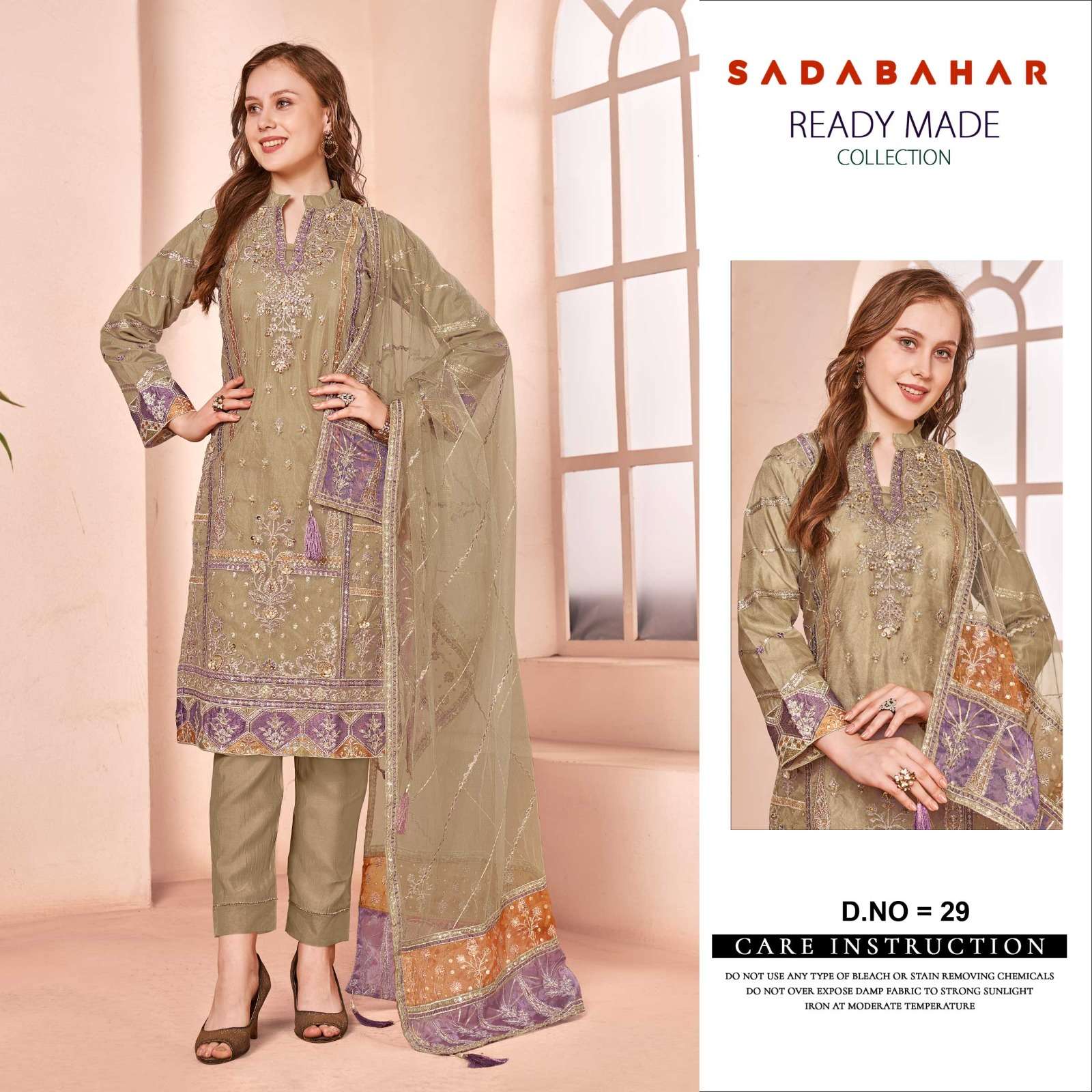 SADABAHAR-29 BY ASLIWHOLESALE ORGANZA EMBROIDERY PAKISTANI DRESSES