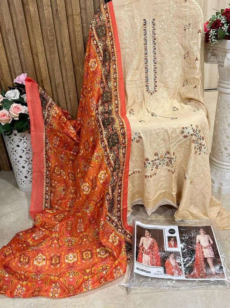 SAHNAZ SELF EMBROIDERY 1119 BY MEHBOOB TEX HEAVY COTTON EMBROIDERED DRESS