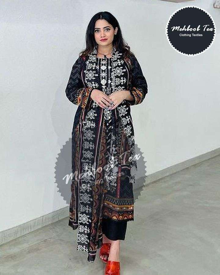 SAHNAZ SELF EMBROIDERY 1183 BY MEHBOOB TEX HEAVY COTTON EMBROIDERED DRESS