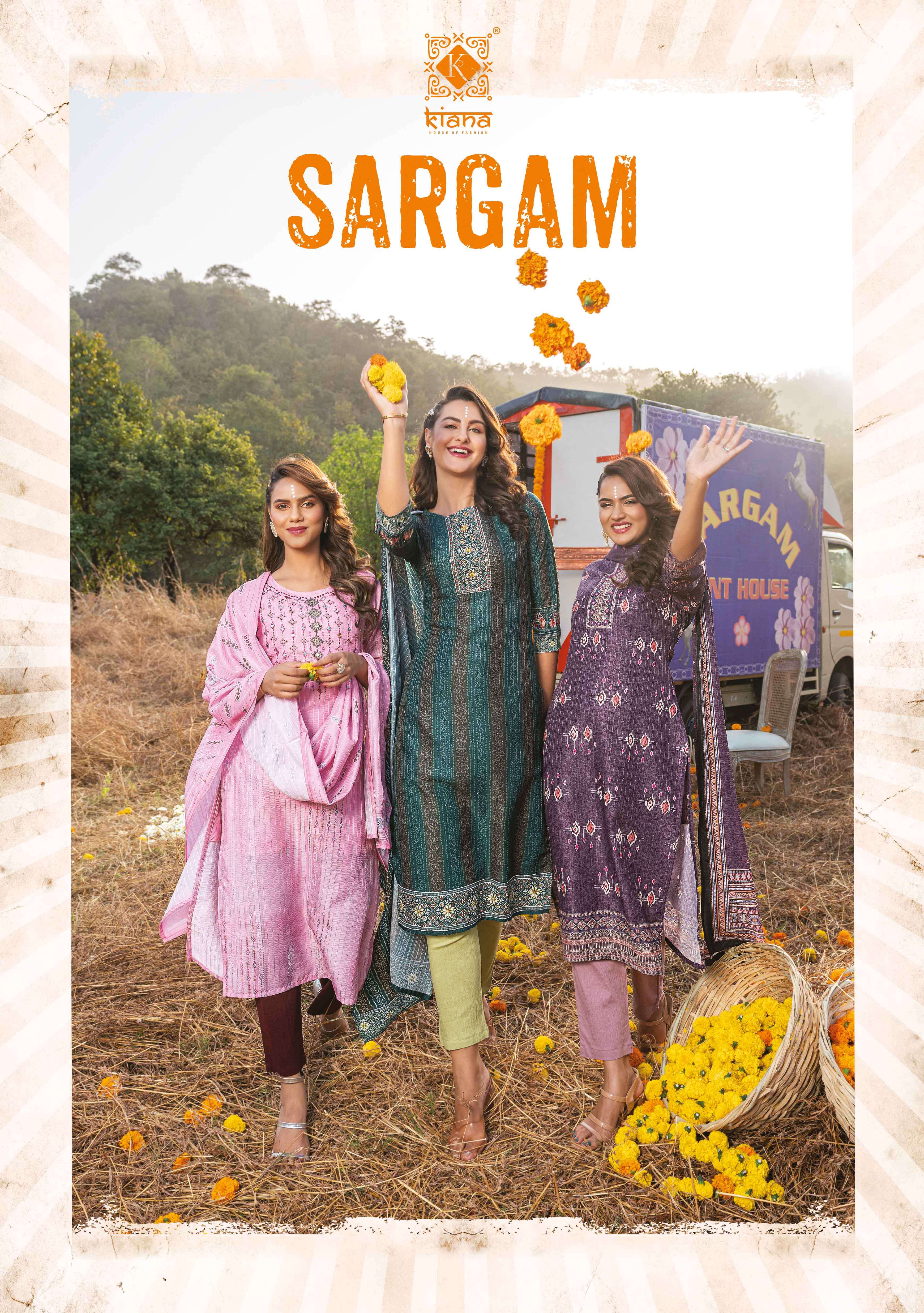 SARGAM BY KIANA 1001 TO 1008 PURE MUSLIN DIGITAL PRINTED DRESSES