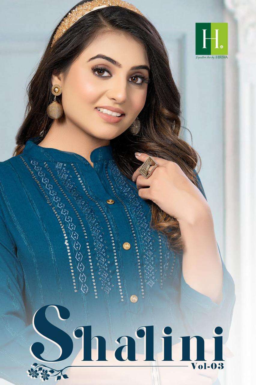 SHALINI VOL-3 BY H DOT 101 TO 108 SERIES RAYON EMBROIDERY KURTIS