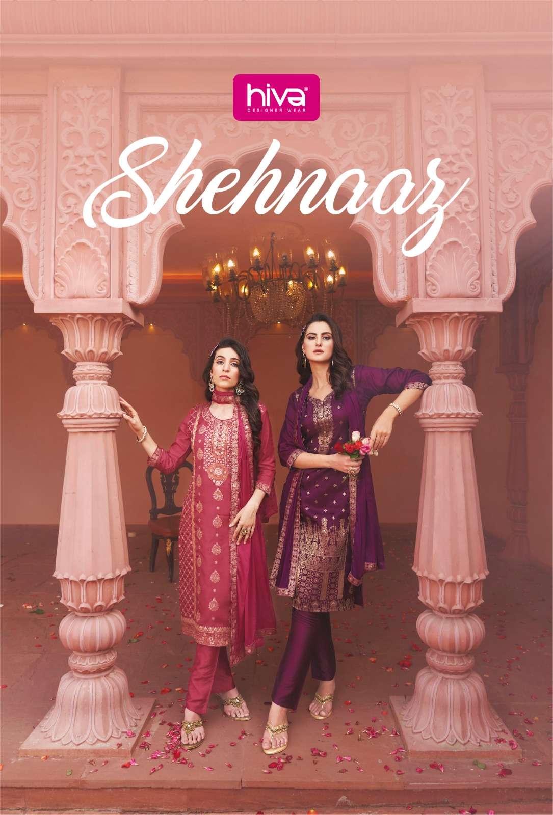 SHEHNAAZ BY HIVA 101 TO 105 DESIGNER BANARASI SILK PRINT DRESSES