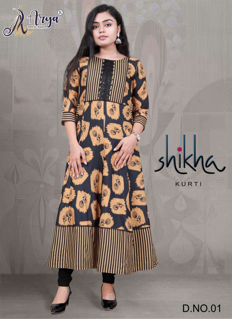 SHIKHA WESTERN BY ARYA DRESS MAKER 01 TO 06 SERIES RAYON PRINT KURTIS