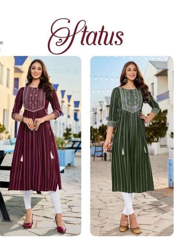 STATUS BY LADIES FLAVOUR 6001 TO 6006 SERIES RAYON STITCHED KURTIS