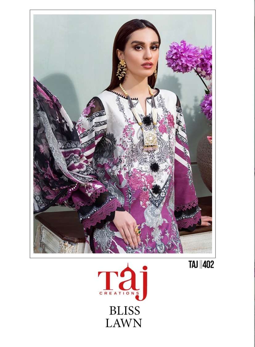 TAJ CREATION BLISS LAWN BY ASLIWHOLESALE DESIGNER HEAVY COTTON DRESSES