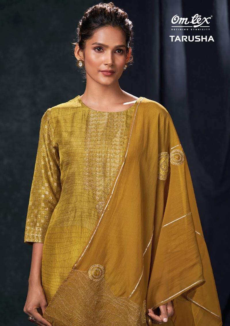 TARUSHA BY OMTEX 2501-A TO 2501-D SERIES JACQUARD PRINT EMROIDERY DRESSES