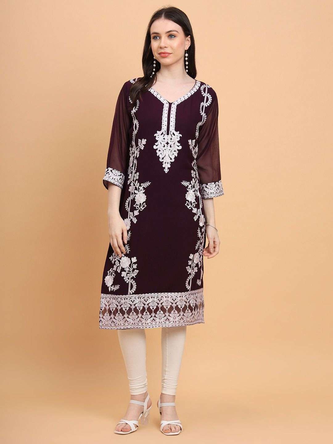 UNIQUE KURTIS BY ASLIWHOLESALE FANCY GEORGETTE WORK KURTIS 