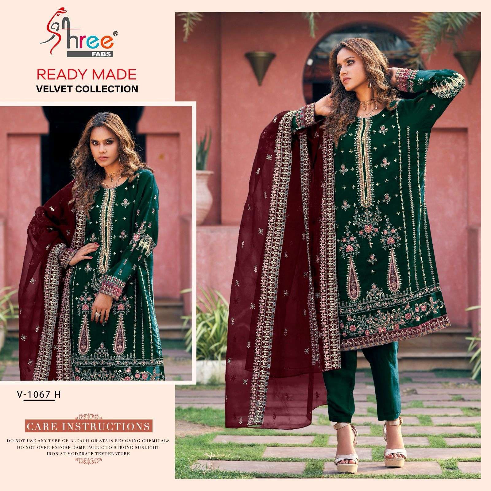 V-1067 COLOURS BY SHREE FABS VELVET EMBROIDERY STITCHED PAKISTANI DRESSES