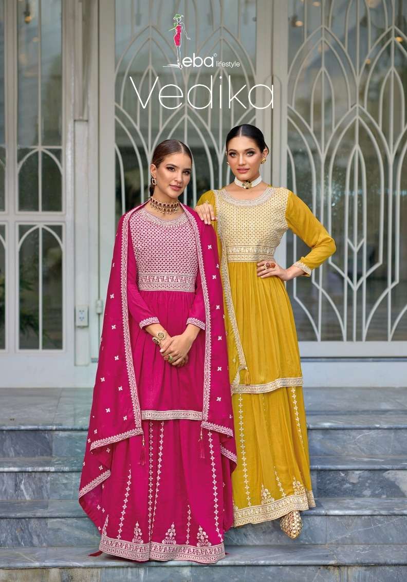 VEDIKA BY EBA LIFESTYLE 1612 TO 1613 SERIES SILK EMBROIDERY DRESSES