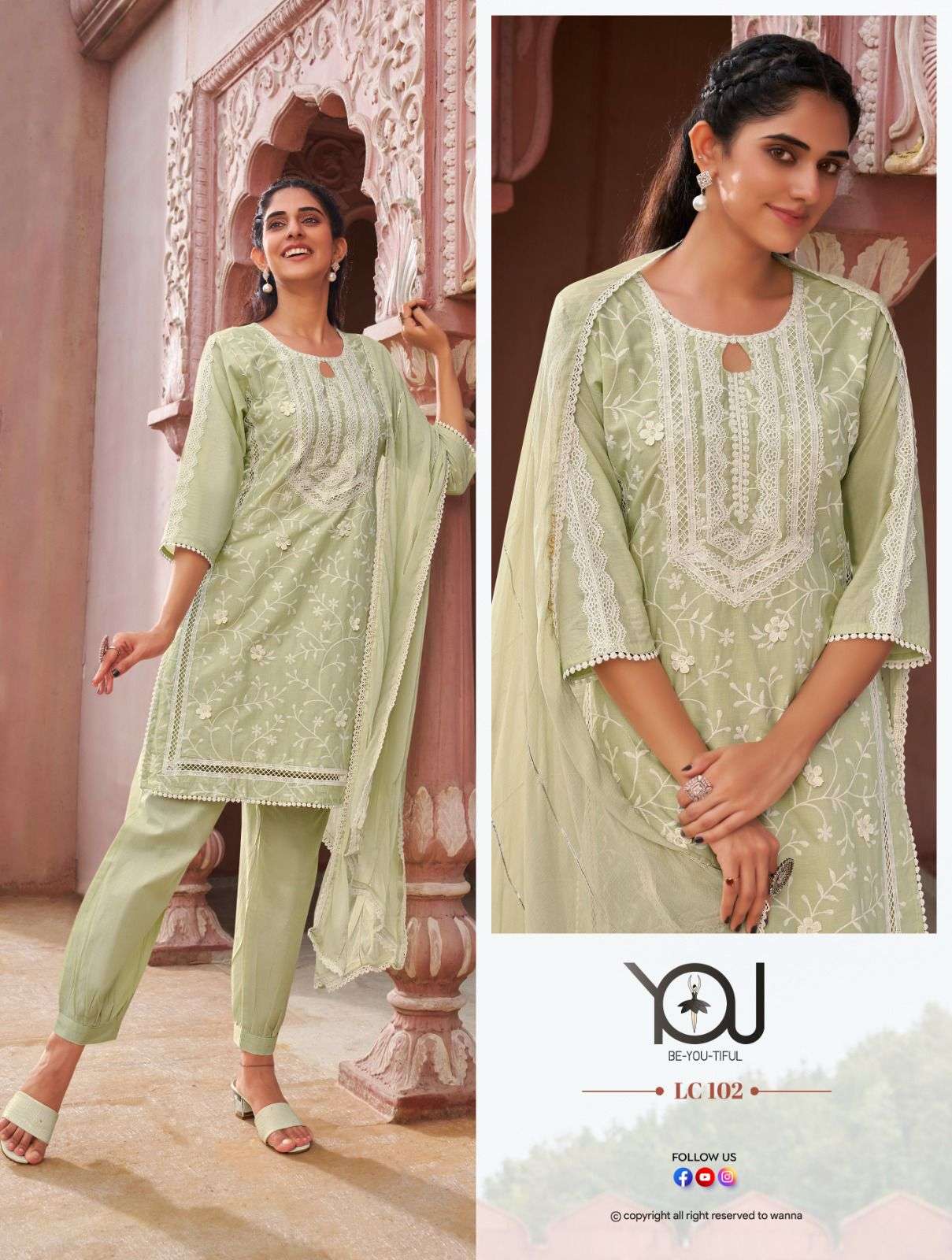 YOU LC SERIES BY YOU PAKISTANI FANCY FABRIC EMBROIDERY STITCHED DRESSES