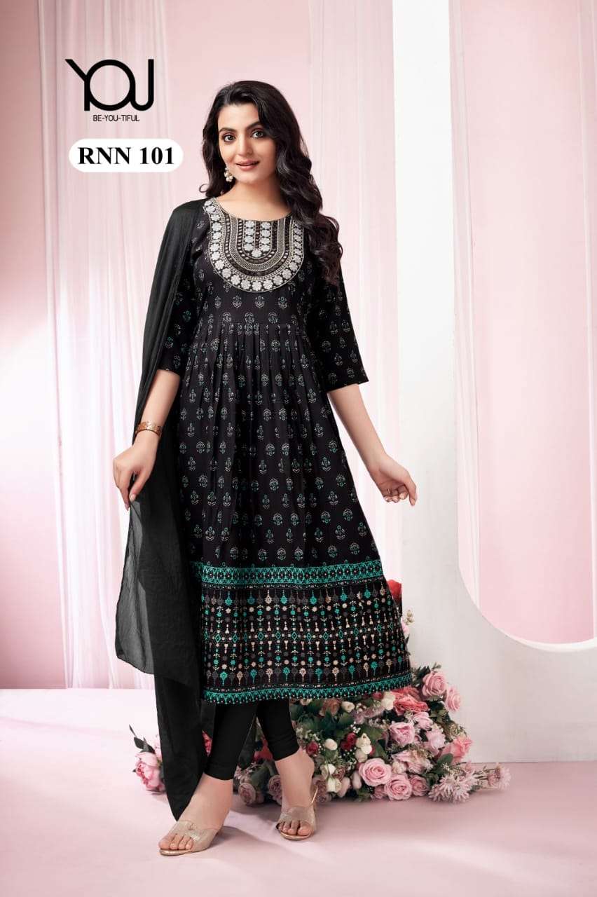 YOU NAIRA VOL-1 BY YOU 1001 TO 1005 SERIES RAYON SLUB STITCHED DRESSES