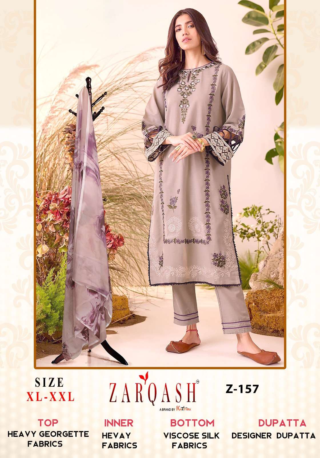 Z-157 HIT DESIGN BY ZARQASH DESIGNER FAUX GEOGETTE WORK DRESSES