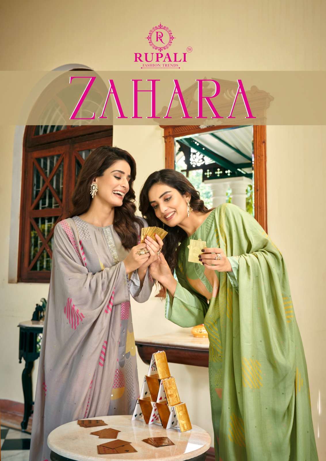 ZAHARA BY RUPALI FASHION TRENDS 14001 TO 14004 SERIES MUSLIN WORK DRESSES