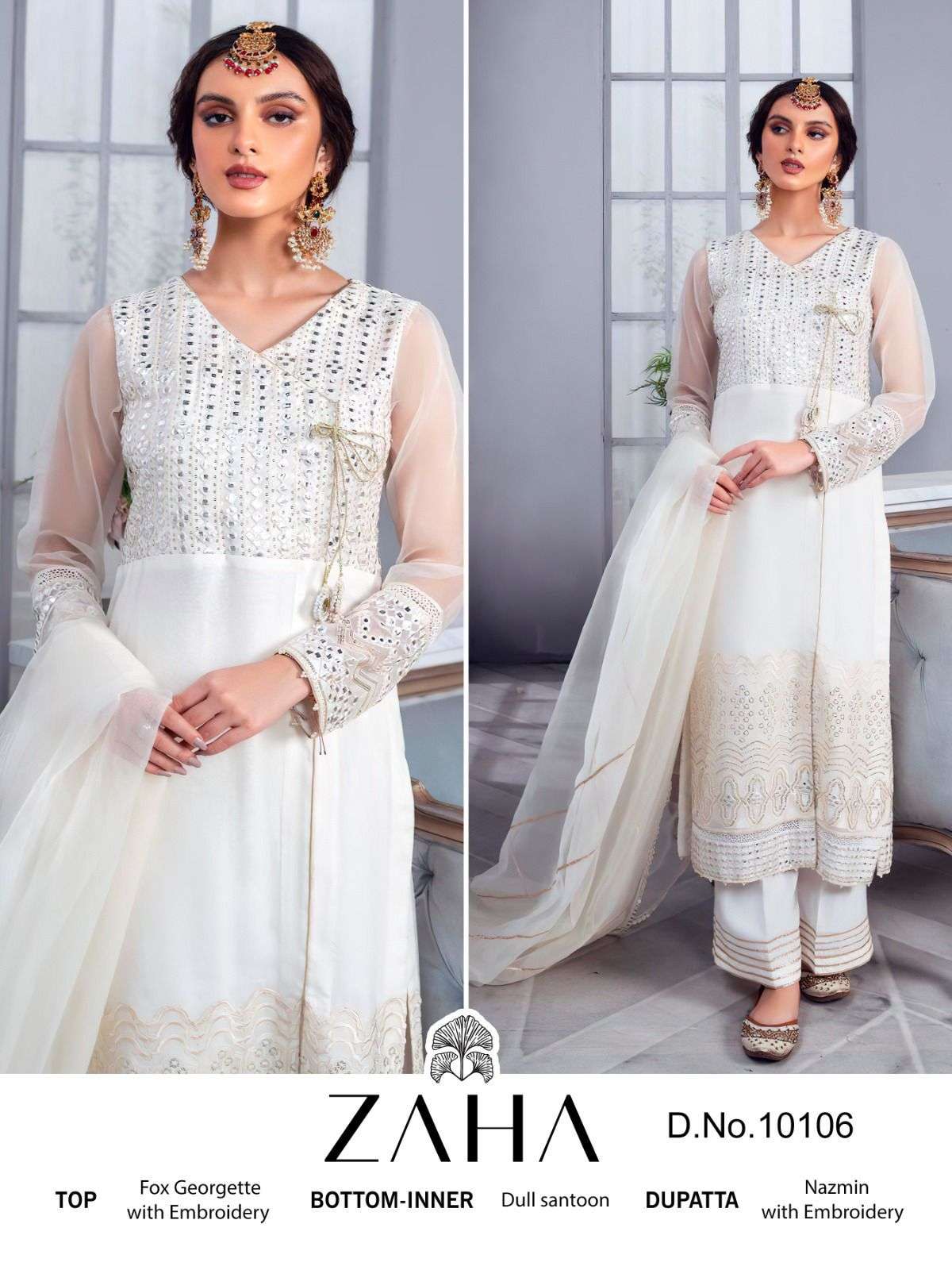 ZARINA 10106 BY ZAHA DESIGNER GEORGETTE PAKISTANI DRESSES