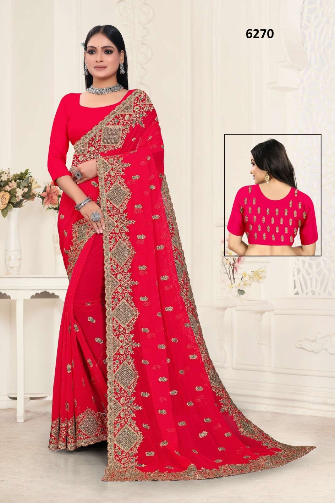 6270 COLOURS BY ASLIWHOLESALE FANCY GEORGETTE WORK SAREE