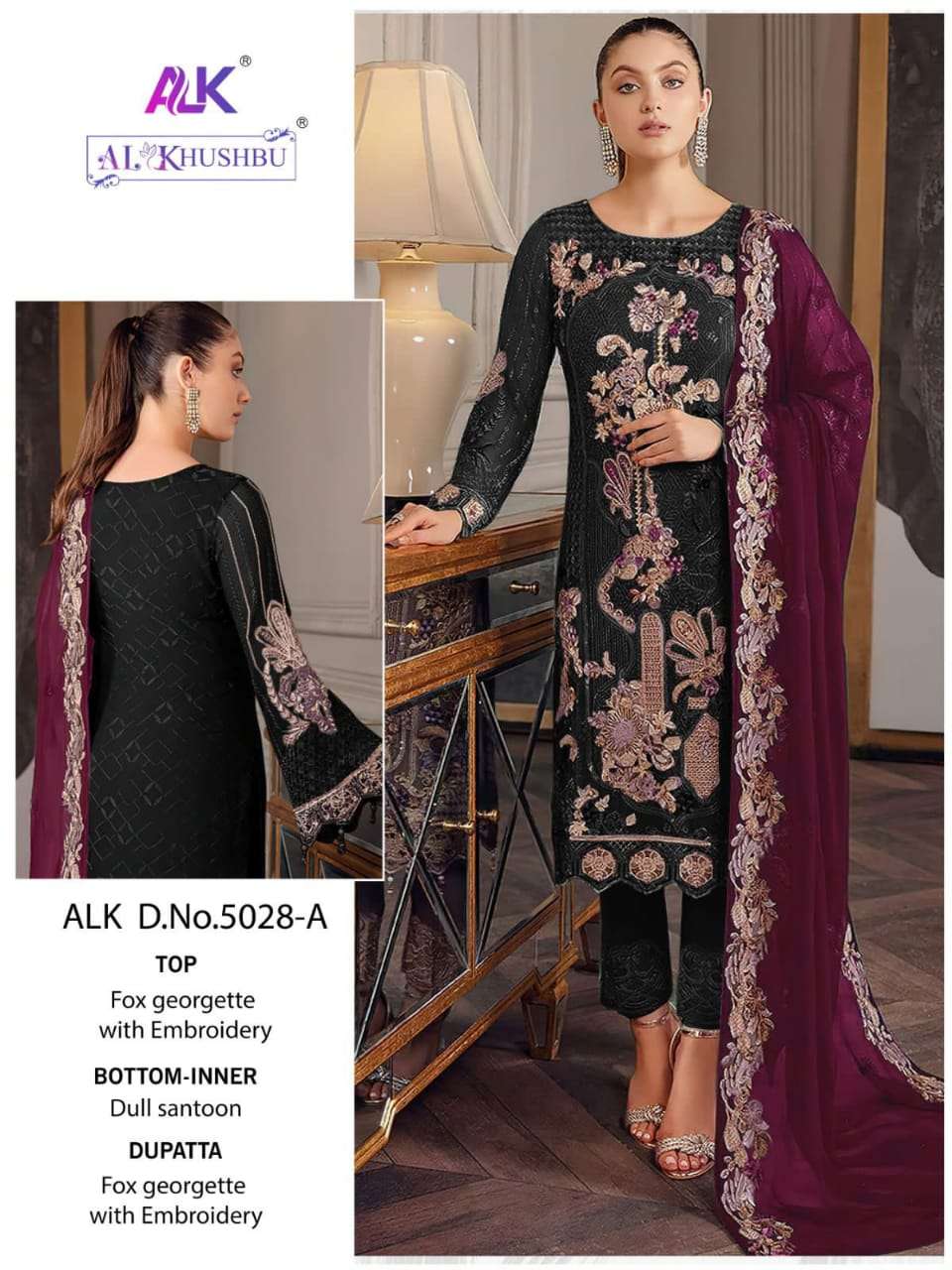 AADAB VOL-2 BY AL KHUSHBU 5028-A TO 5028-D SERIES GEORGETTE WORK PAKISTANI DRESSES