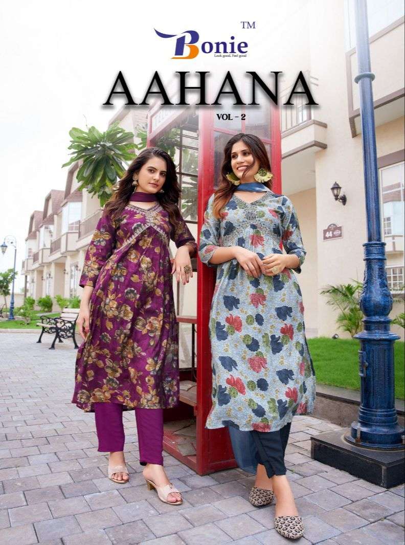 AAHANA VOL-2 BY BONIE 2001 TO 2008 SERIES CHANDERI WORK STITCHED DRESS