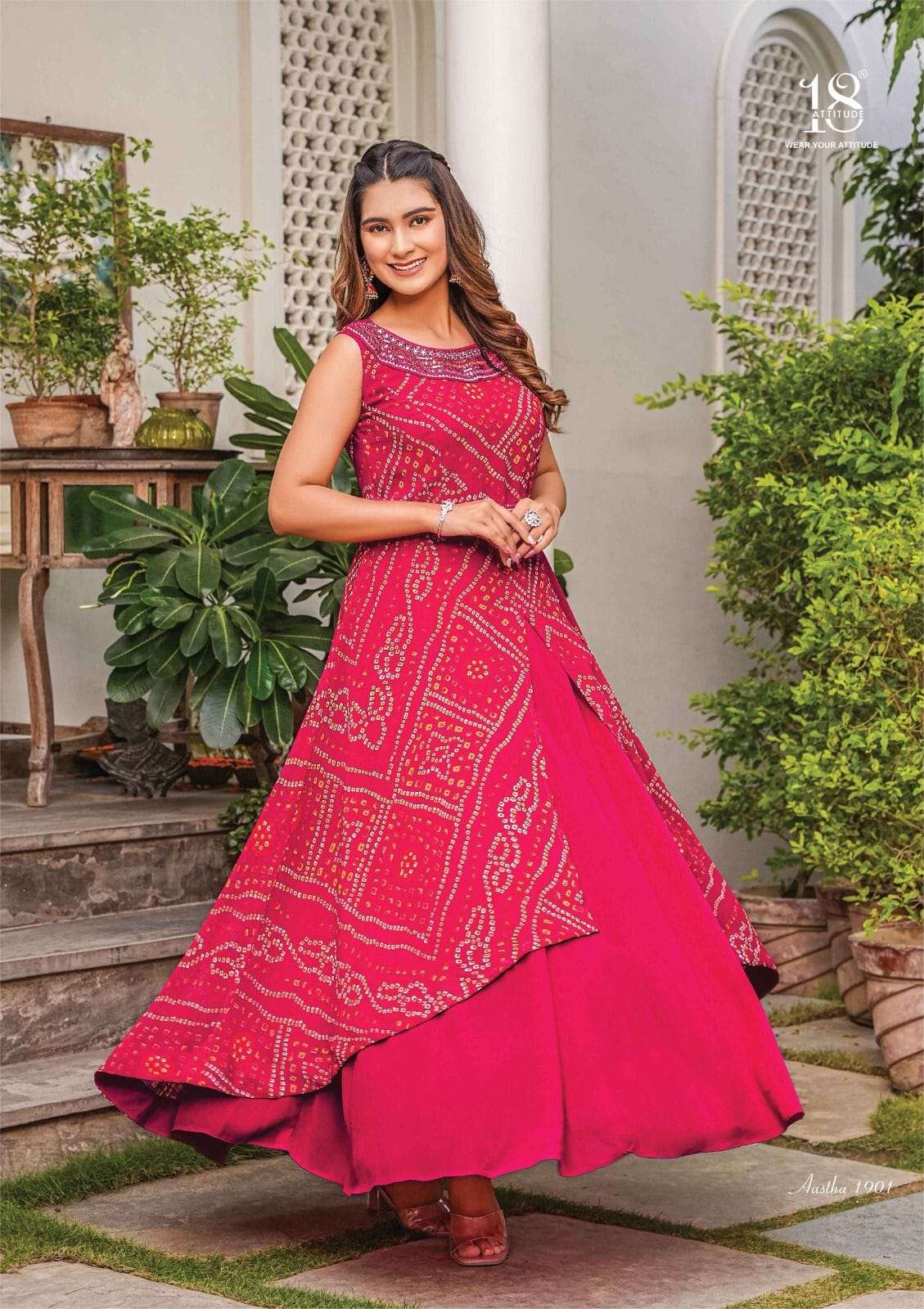 AASTHA VOL-19 BY 18 ATTITUDE 1001 TO 1007 SERIES PREMIUM VISCOSE GOWNS