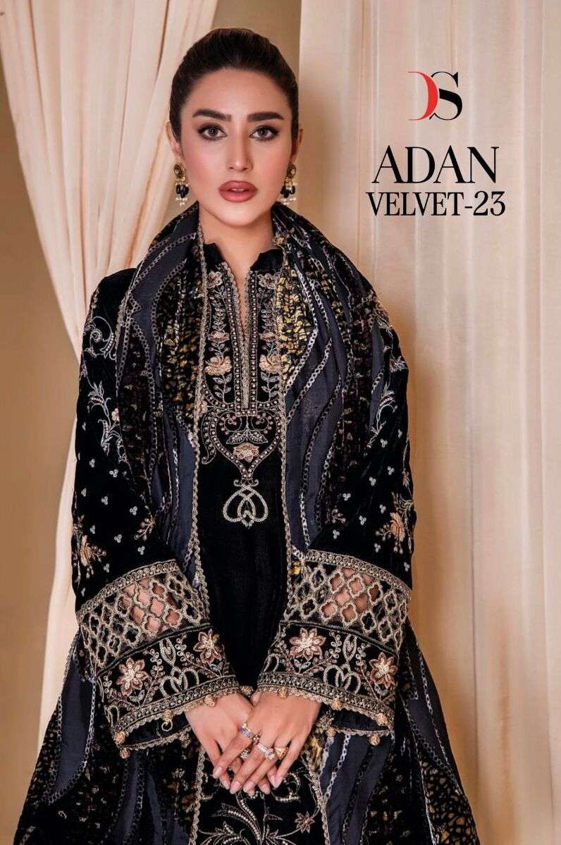 ADAN VELVET-23 BY DEEPSY SUITS DESIGNER VELVET EMBROIDERY DRESSES