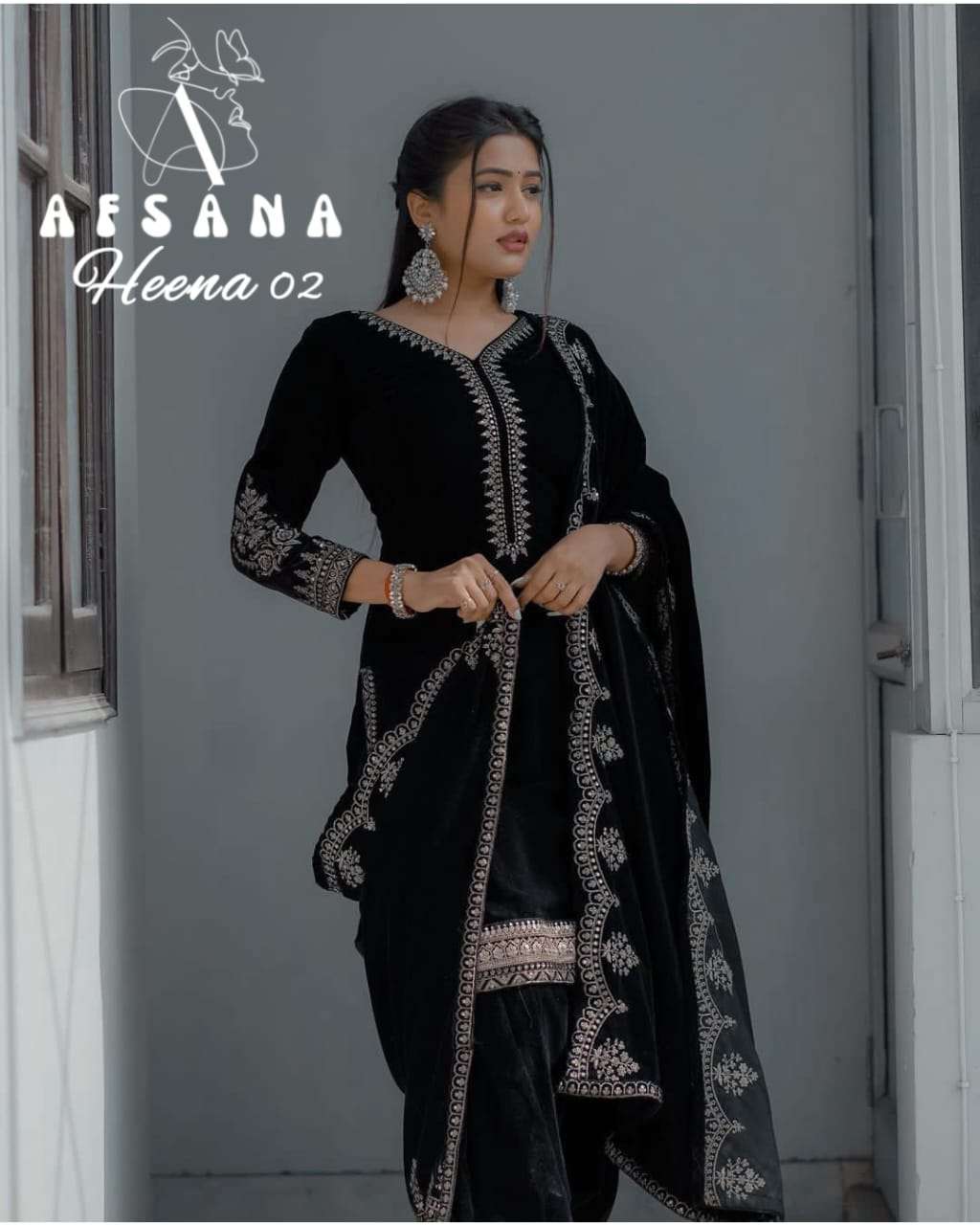 AFSANA HEENA-02 BY ASLIWHOLESALE VELVET EMBROIDERY PAKISTANI DRESS