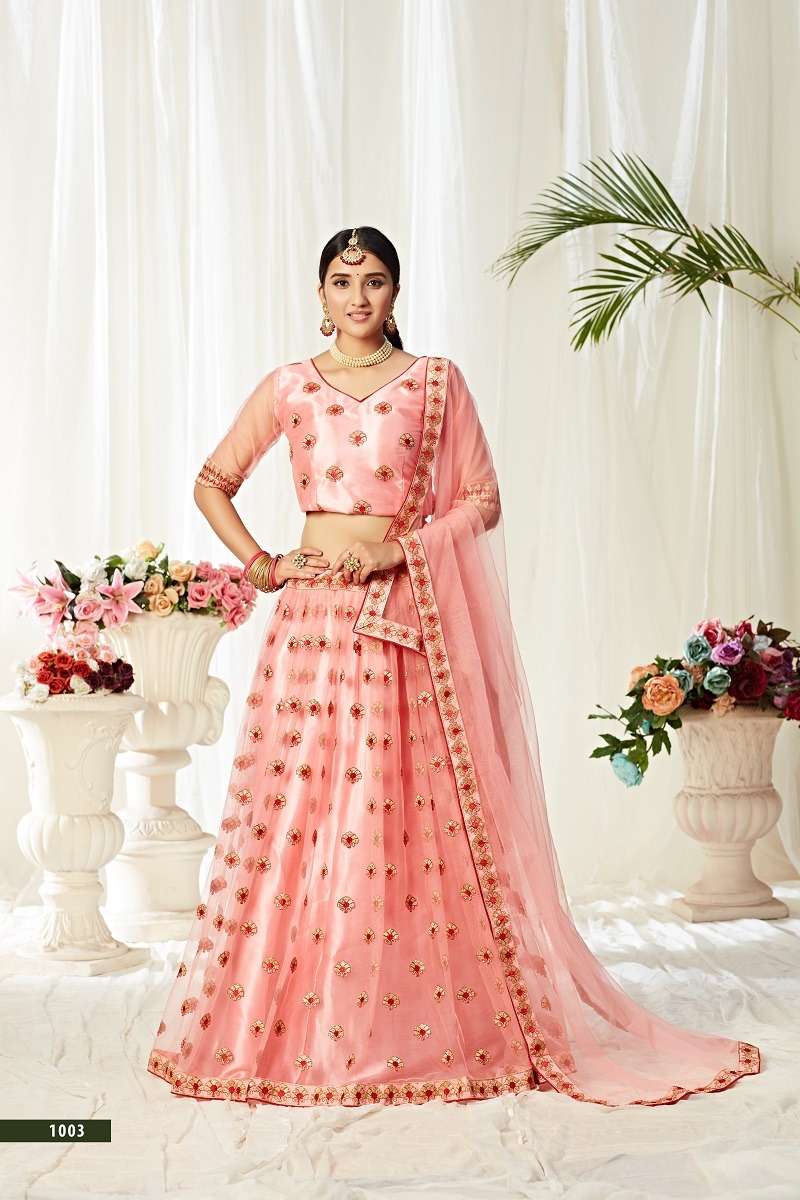 AGNILEKHA 1003 BY AAWIYA DESIGNER SOFT NET HEAVY LEHENGAS