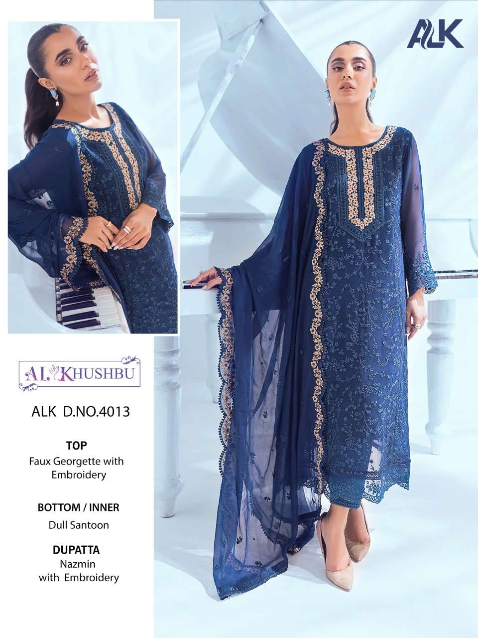 ALK-4013 HIT DESIGN BY AL KHUSHBU GEORGETTE EMBROIDERY PAKISTANI DRESS