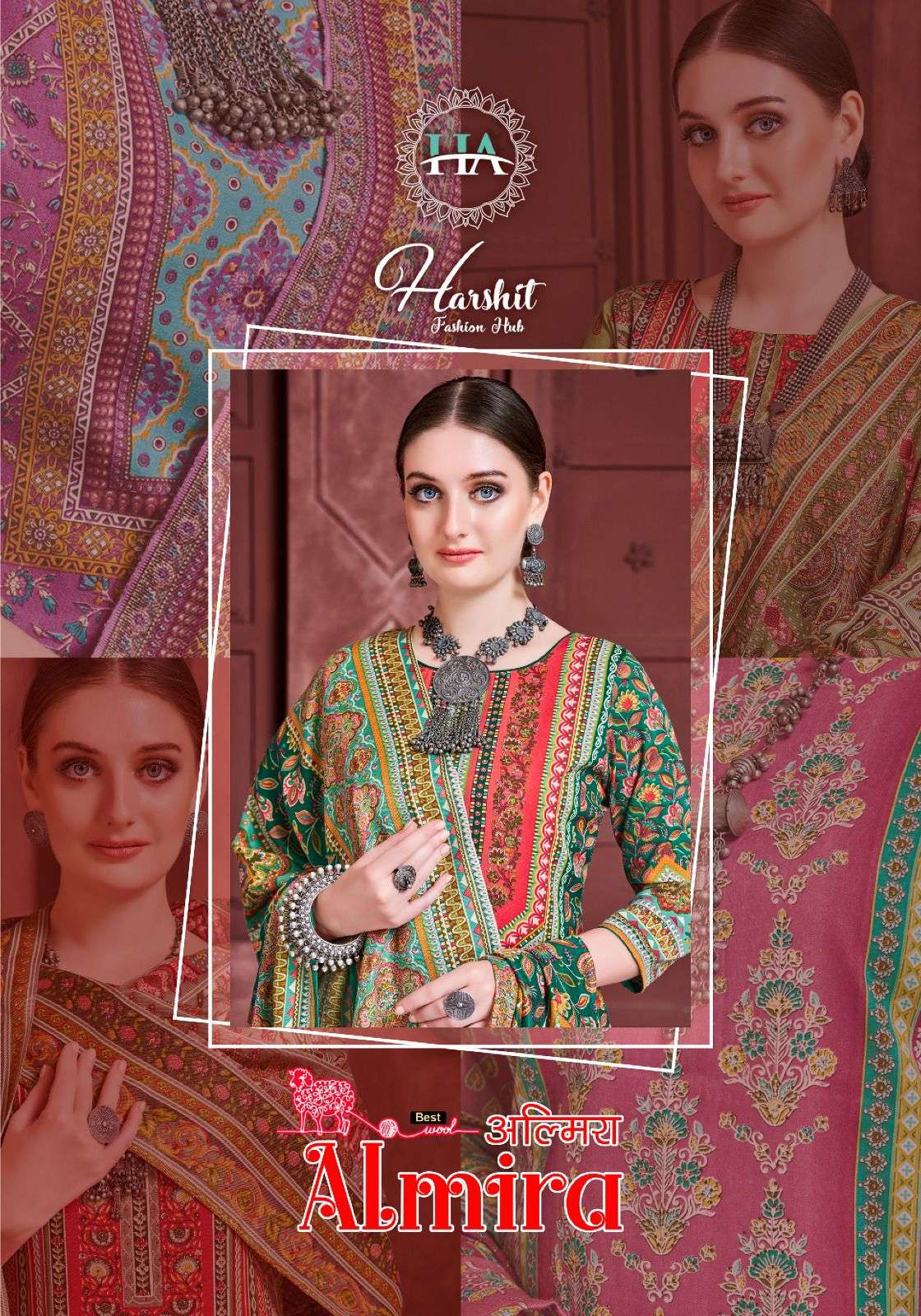 ALMIRA BY HARSHIT FASHION HUB 947-001 TO 947-008 SERIES PASHMINA DRESSES