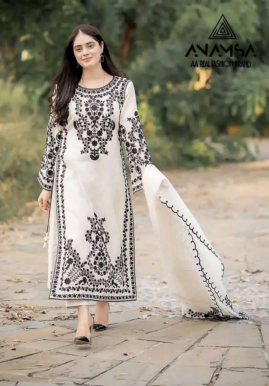 ANAMSA 247 BY ANAMSA DESIGNER HEAVY FAUX GEORGETTE WORK DRESS