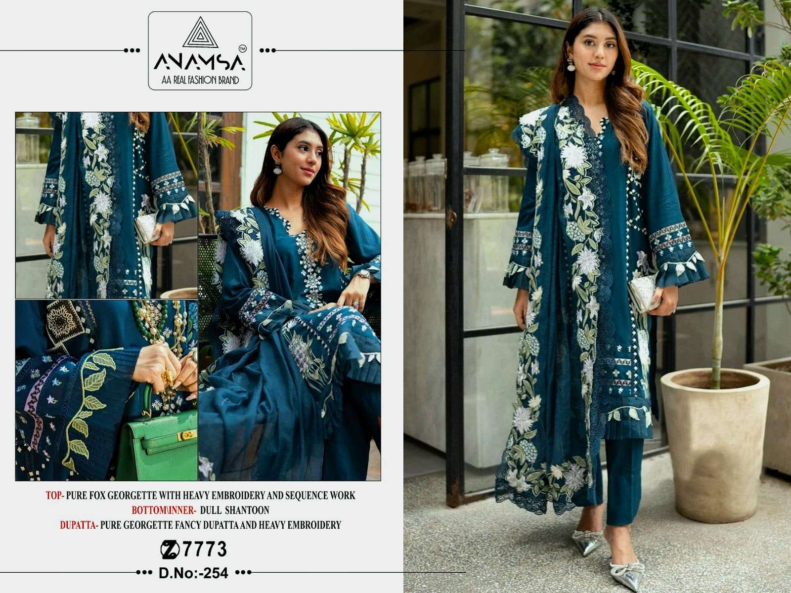 ANAMSA 254 BY ANAMSA DESIGNER PURE HEAVY GEORGETTE WORK DRESS