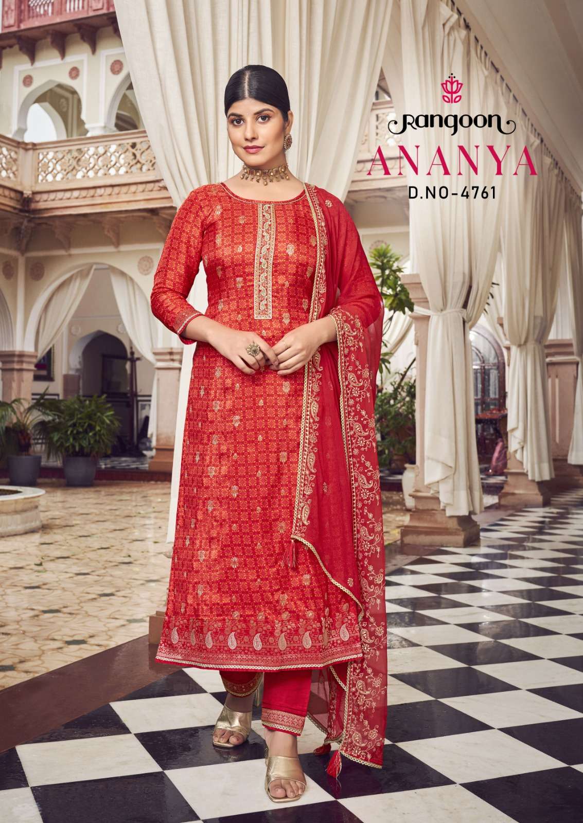 ANANYA BY RANGOON 4761 TO 4764 SERIES HEAVY JACQUARD KATHLI WORK DRESSES