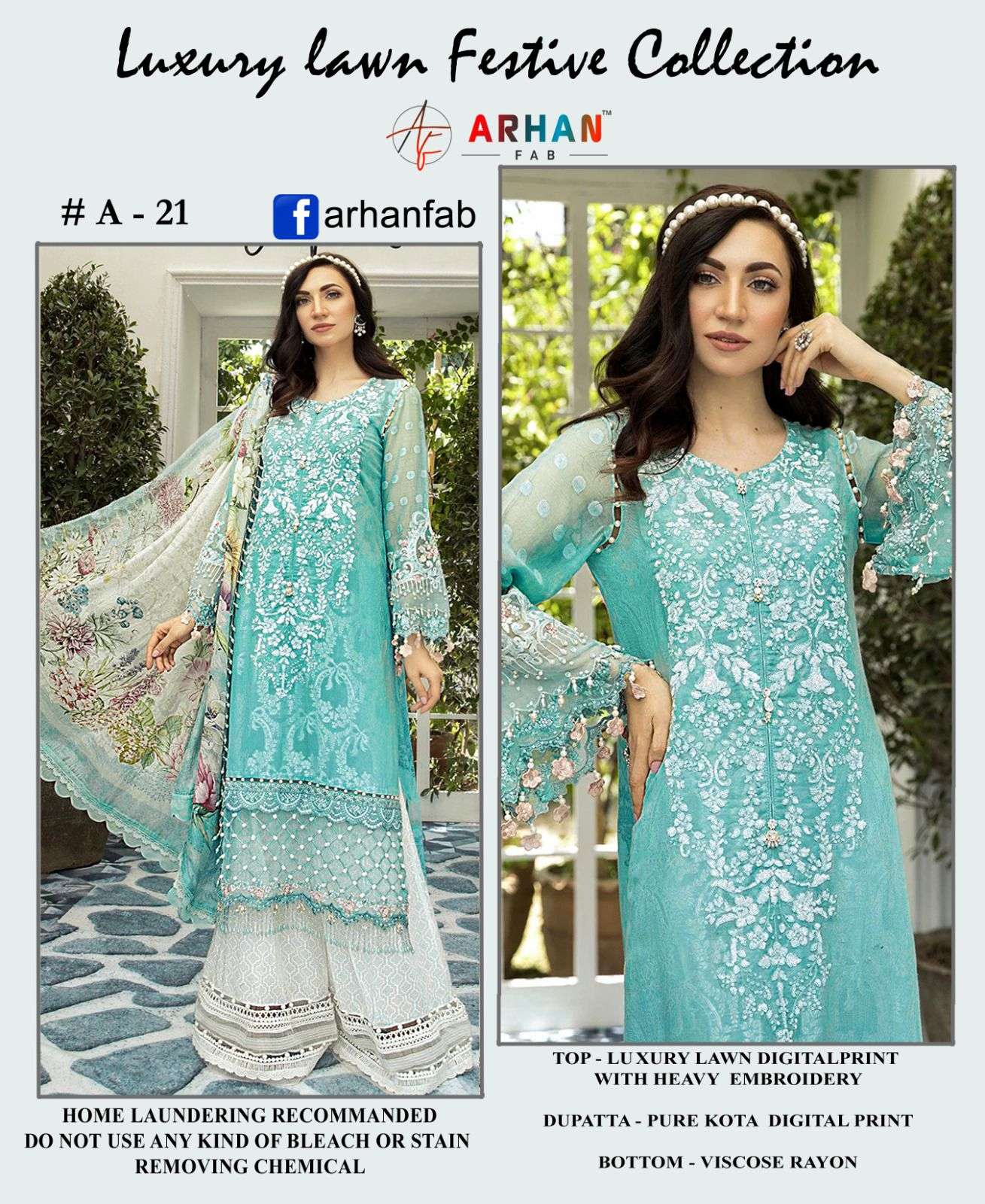 ARHAN FAB A-21 BY ASLIWHOLESALE COTTON EMBROIDERY PAKISTANI DRESS