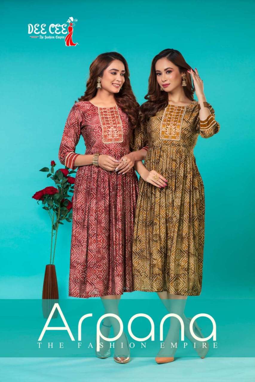 ARPANA BY DEE CEE 1001 TO 1006 SERIES DESIGNER MUSLIN PRINT KURTIS