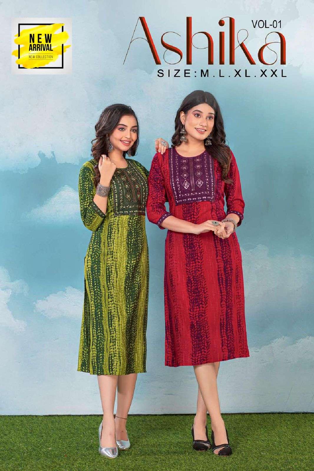 ASHIKA VOL-1 BY ASLIWHOLESALE DESIGNER FACNY RAYON PRINT KURTI